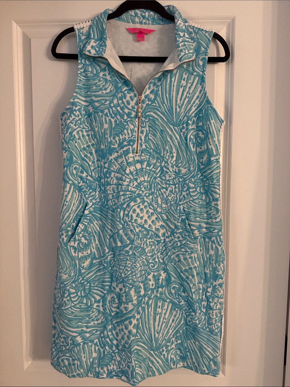 Lilly Pulitzer Aqua Shell-Print Sleeveless One-Piece Dress